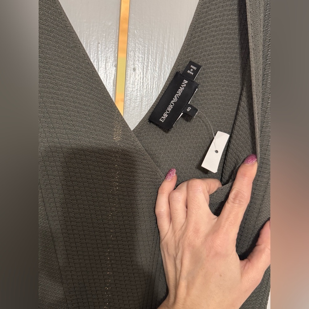 Emporio Armani Seamless Ottoman Maxi Dress In Olive Green - Picture 6 of 7